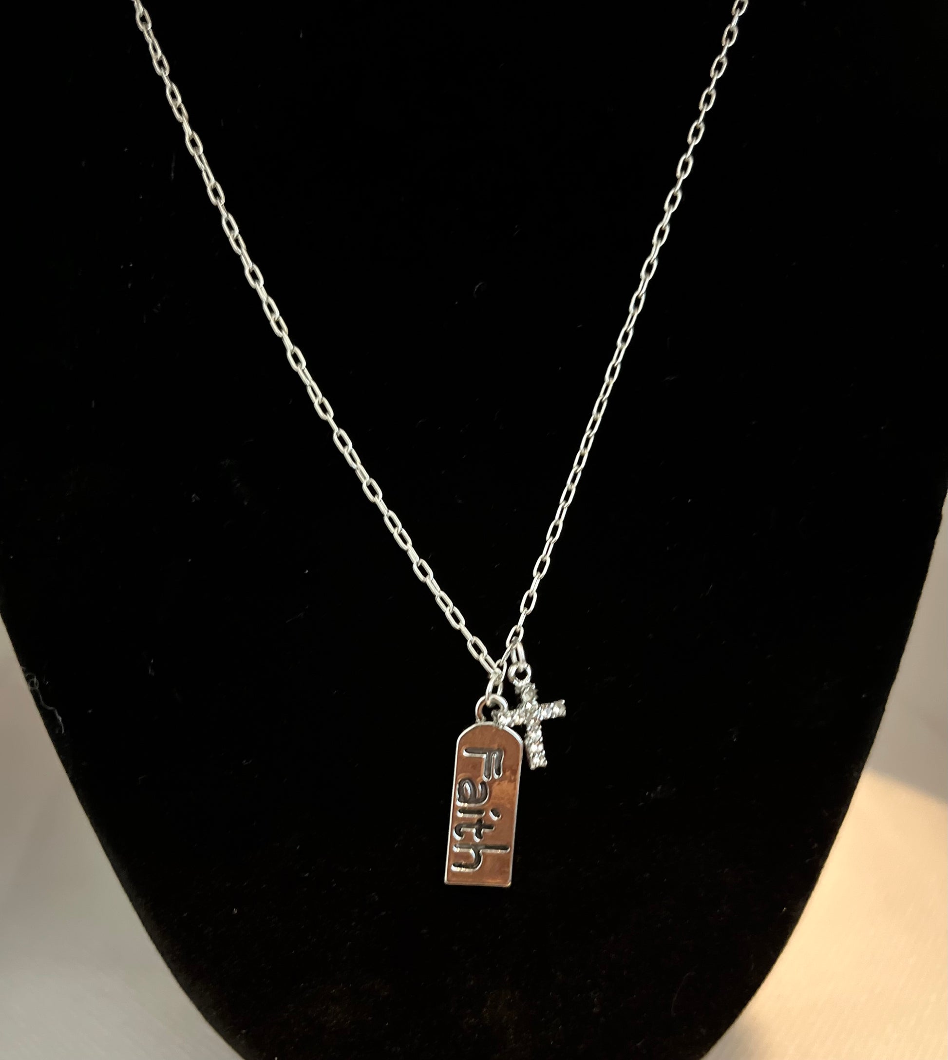 18” sterling silver faith cross necklace