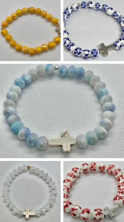 Cross beaded bracelets multiple designs and colors