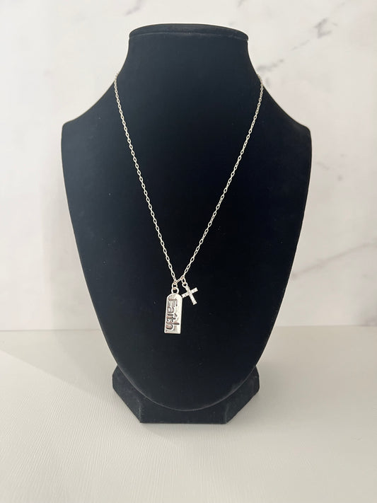 18” sterling silver faith cross necklace