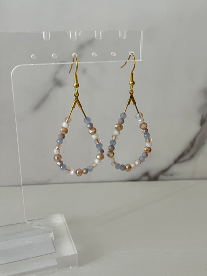 Sequined beaded romantic gold earrings