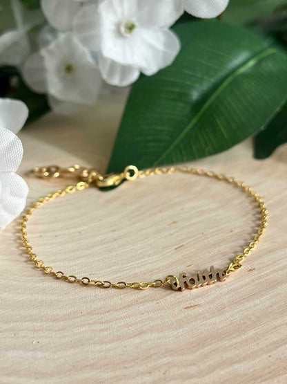 Limited Edition Gold Faith Bracelet – 16K gold with 14K gold-filled faith charm.

