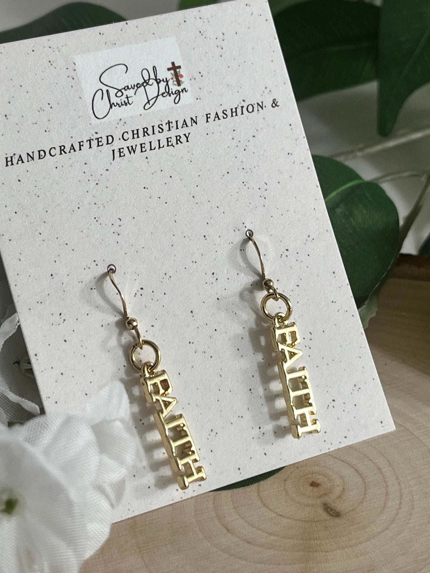 14K Gold Earrings with Faith Dangle Design – Christian Jewelry

