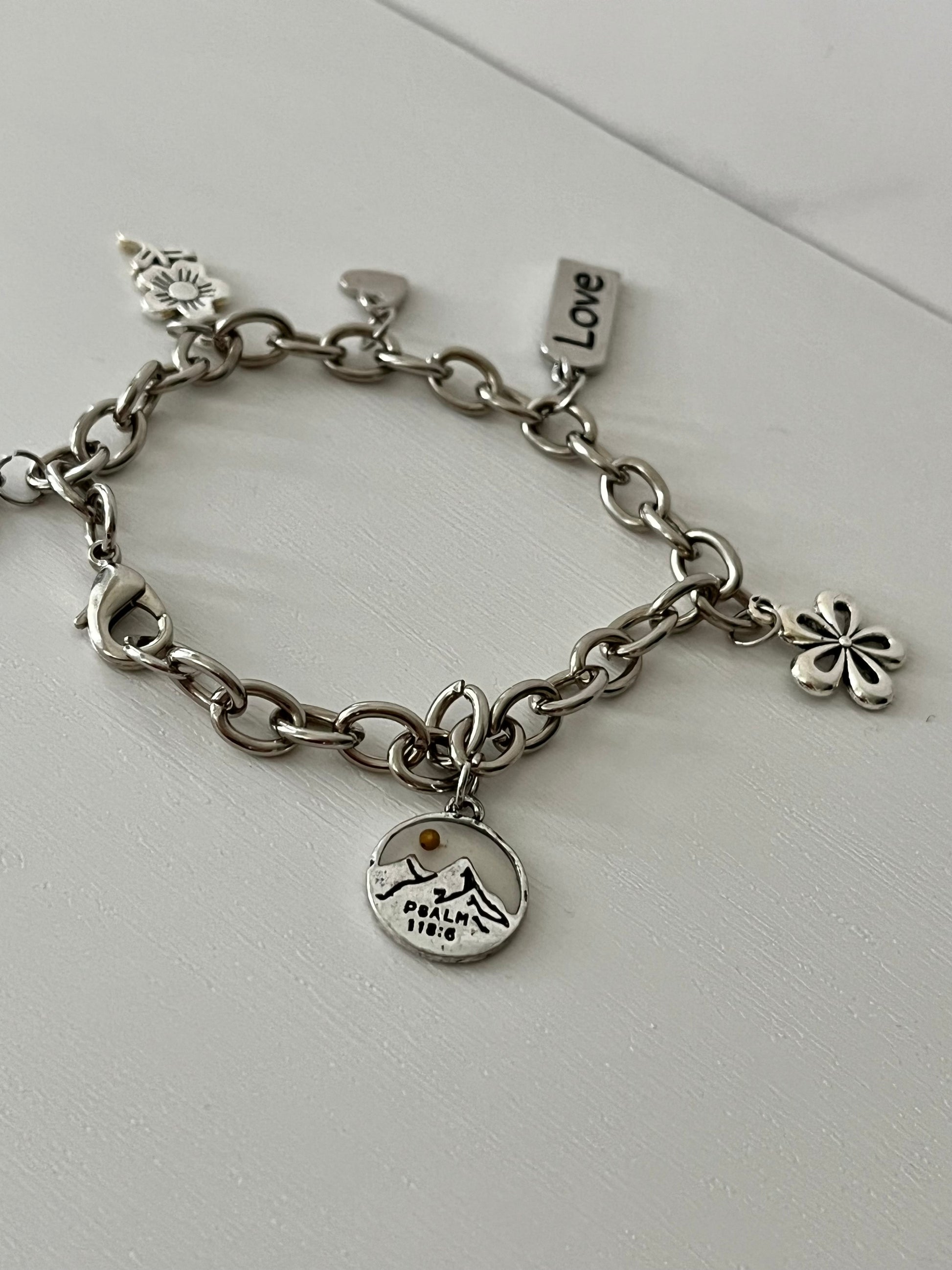 Christian Sterling silver charm bracelet