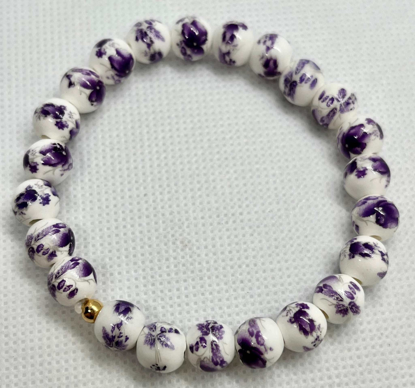 Bead Bracelet with Floral Ceramic Beads – Colorful Handmade Jewelry

