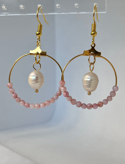 Pure Faith Freshwater pearl pink beaded earrings