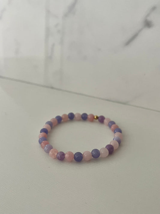 Pink and purple marble beaded bracelet