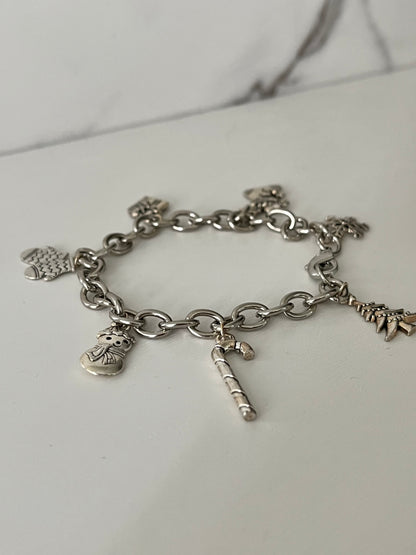 Silver Christmas charm bracelet