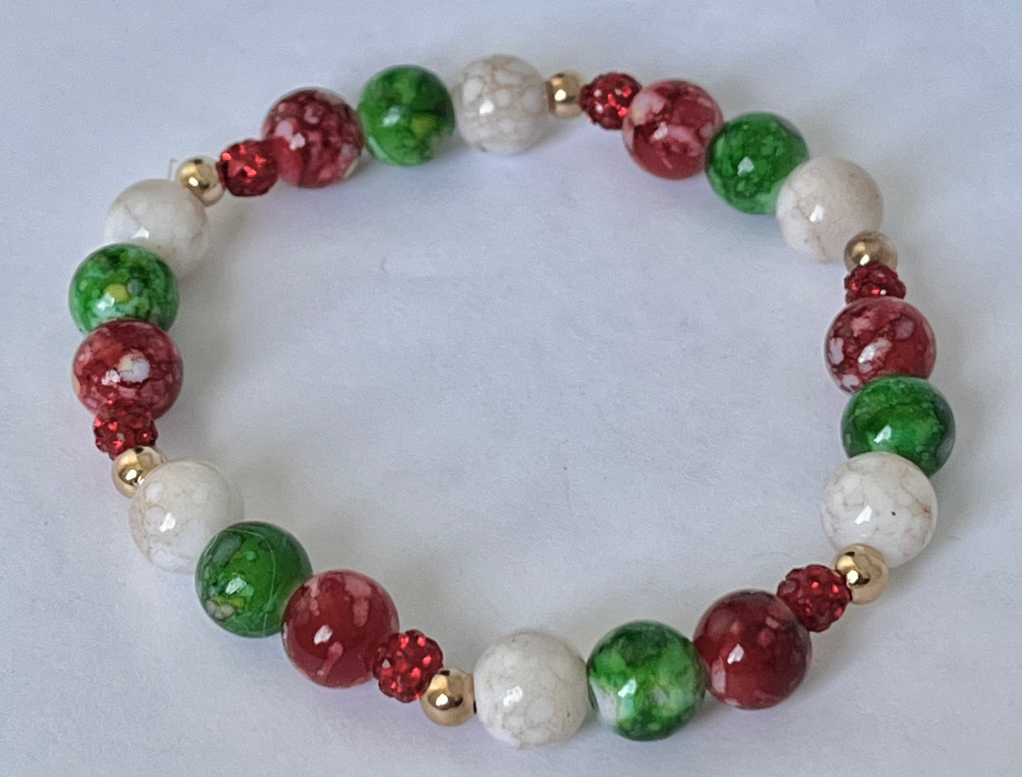 Christmas jeweled beaded bracelet multiple designs and colors