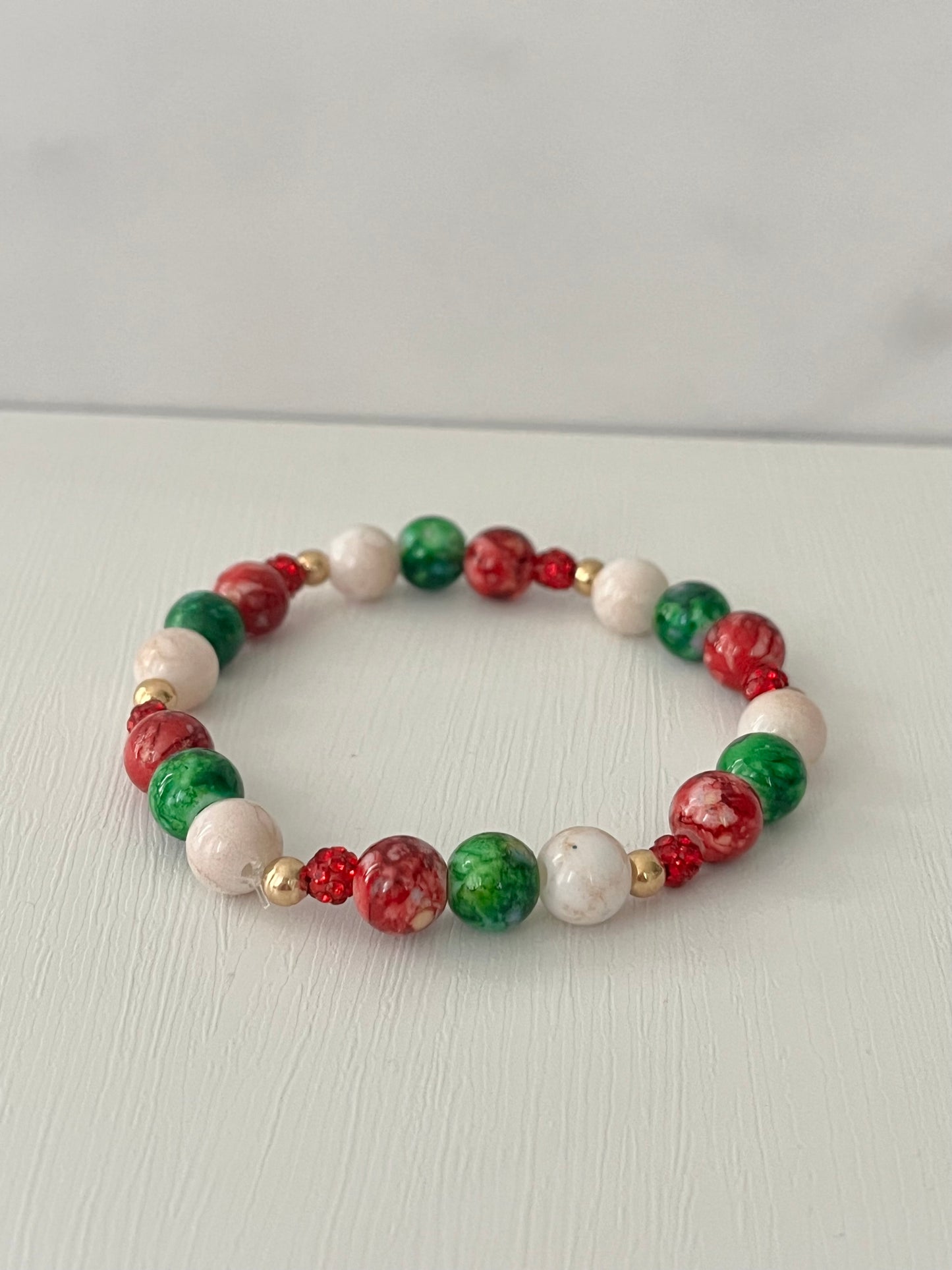 Christmas jeweled beaded bracelet multiple designs and colors