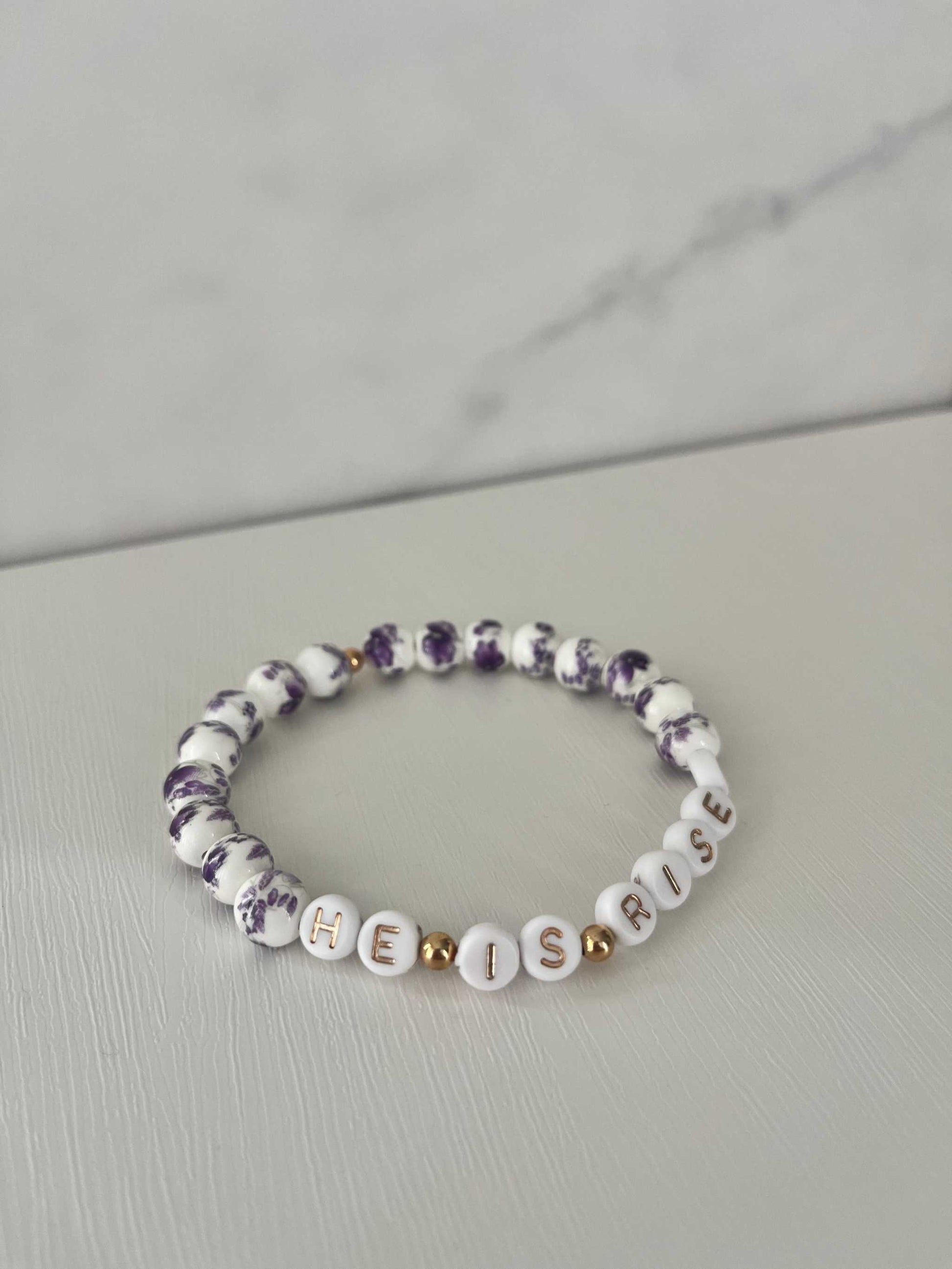 He Is Risen bead bracelet, Christian handmade jewelry.