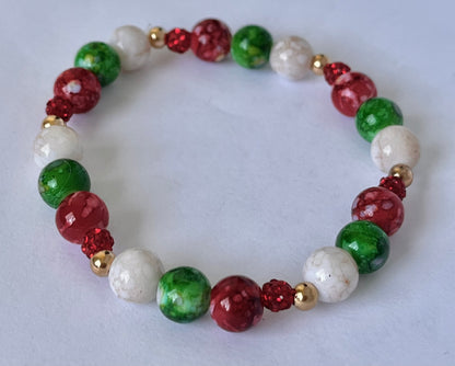 Christmas jeweled beaded bracelet multiple designs and colors