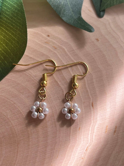 Gold Flower Earrings, faith-inspired floral jewelry with gold finish