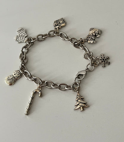 Silver Christmas charm bracelet