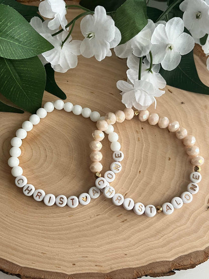 Peach or White Bead Bracelet – Handmade Christian Jewelry

