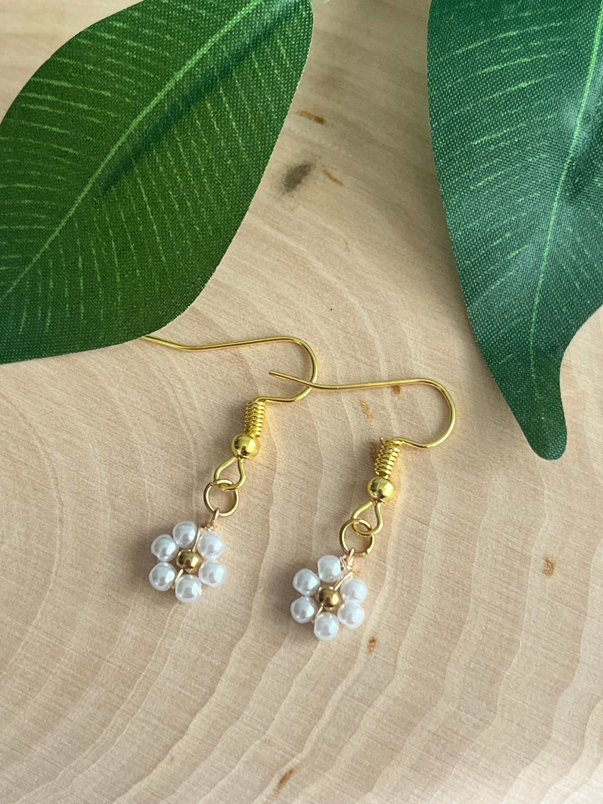 Gold Flower Earrings, faith-inspired floral jewelry with gold finish