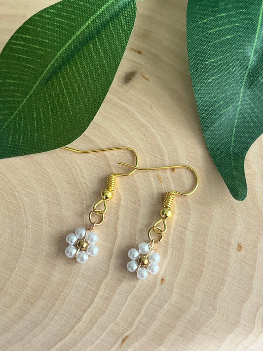 Gold Flower Earrings, faith-inspired floral jewelry with gold finish