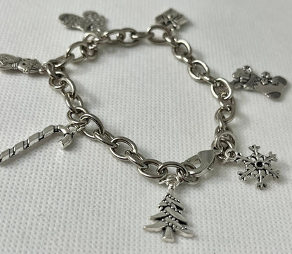 Silver Christmas charm bracelet