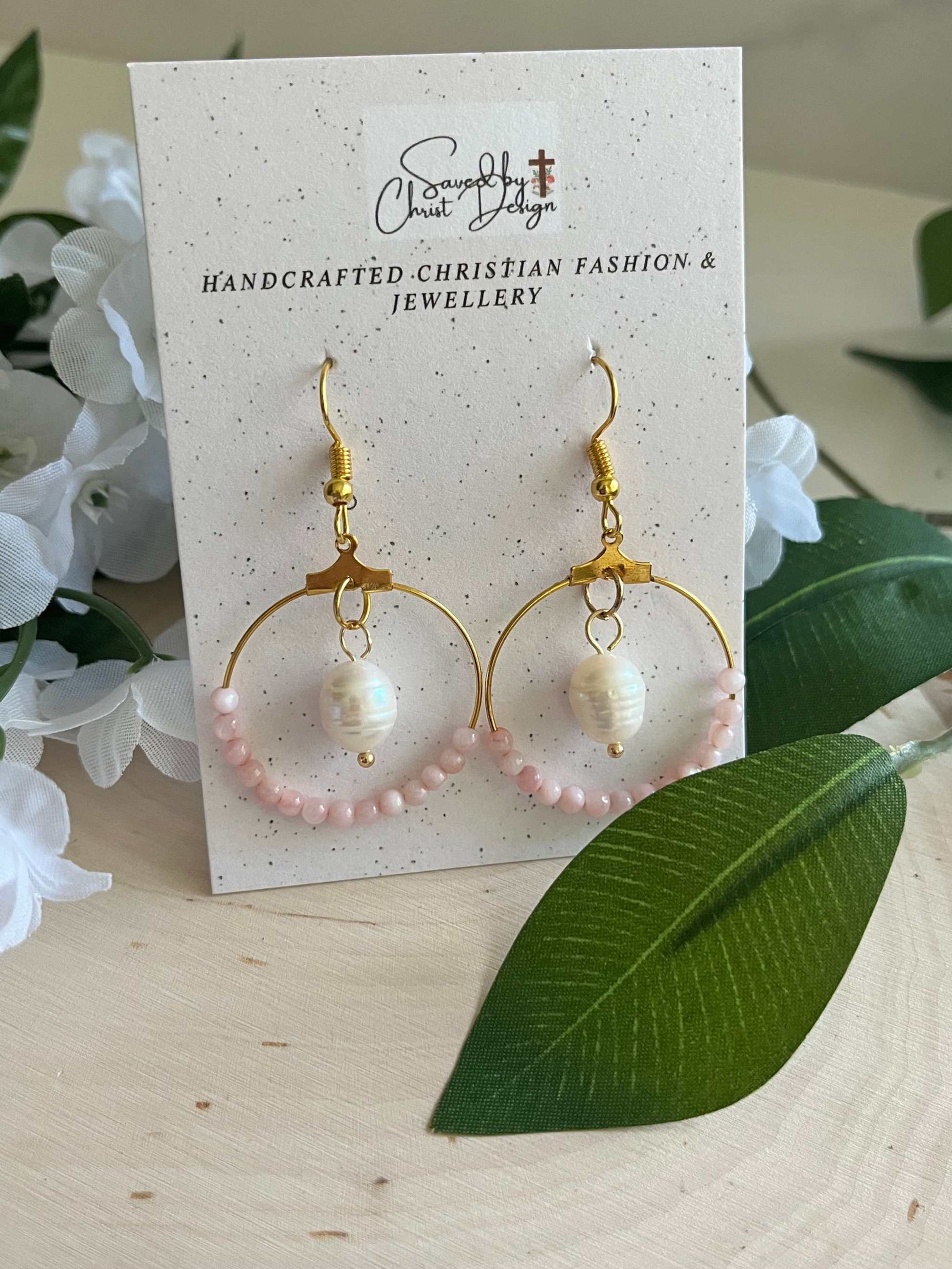 Faith Pearl Pink Earrings – Proverbs 31 inspired Christian jewelry.
