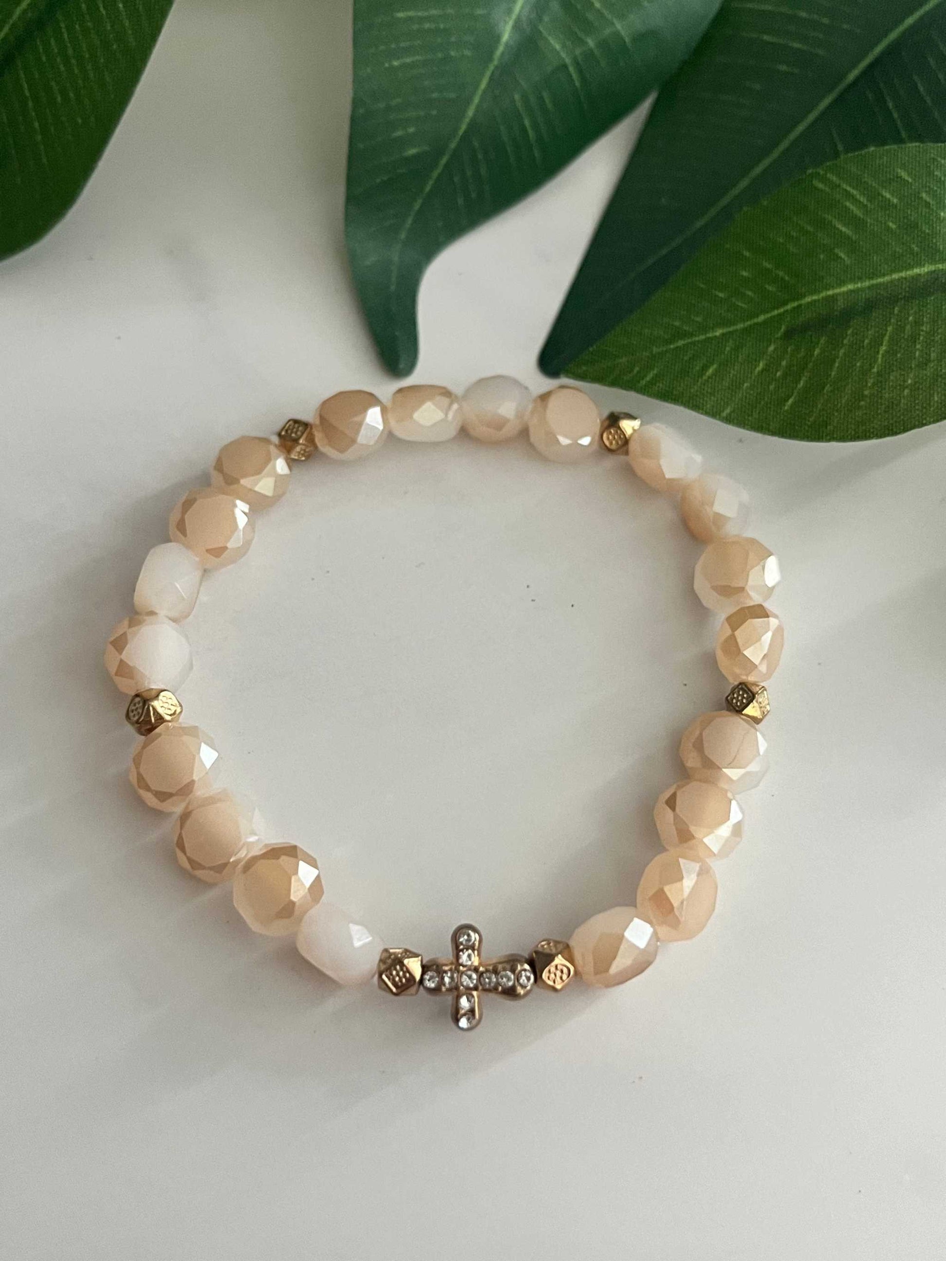 Cross Bead Bracelet Collection, faith-inspired jewelry, perfect for daily wear or gifts

