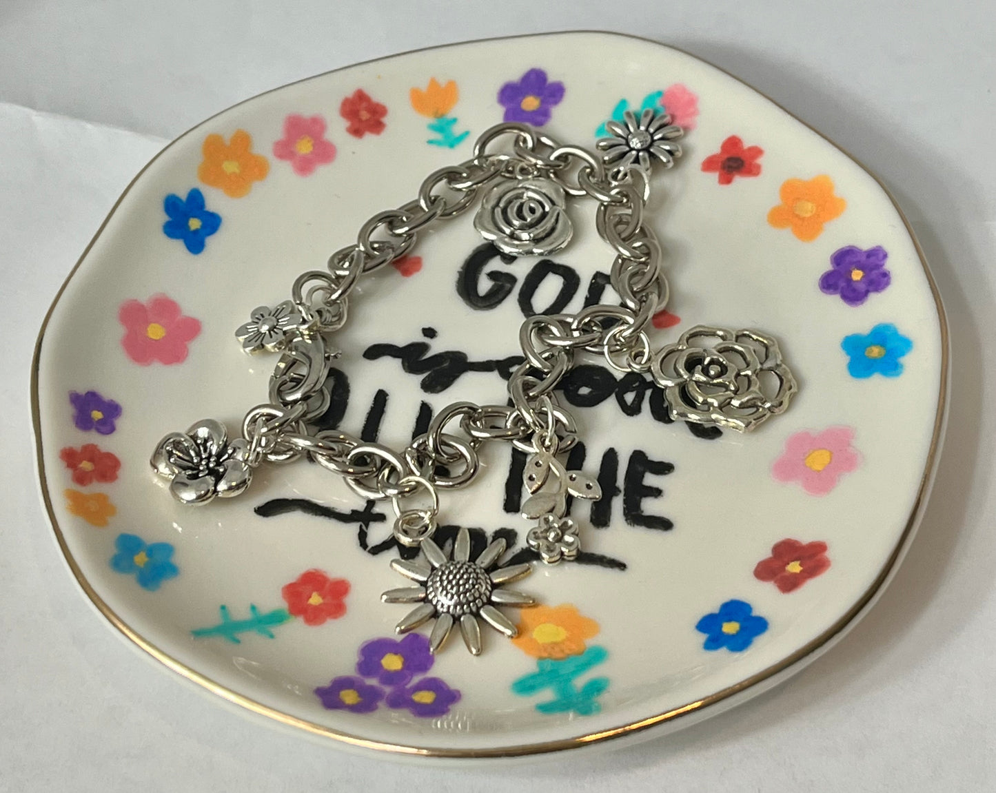 God is good all the time hand painted acrylic ceramic jewelry dish