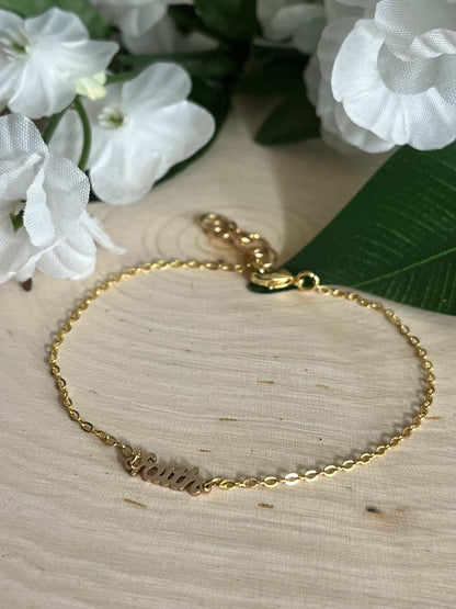 Limited Edition Gold Faith Bracelet – 16K gold with 14K gold-filled faith charm.

