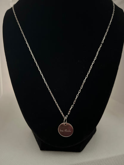 Silver custom Be still charm chain necklace