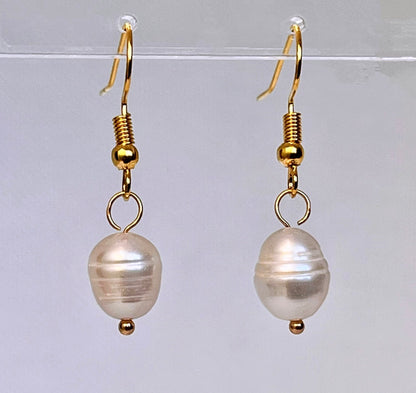 Pure Faith freshwater pearl gold plated earrings