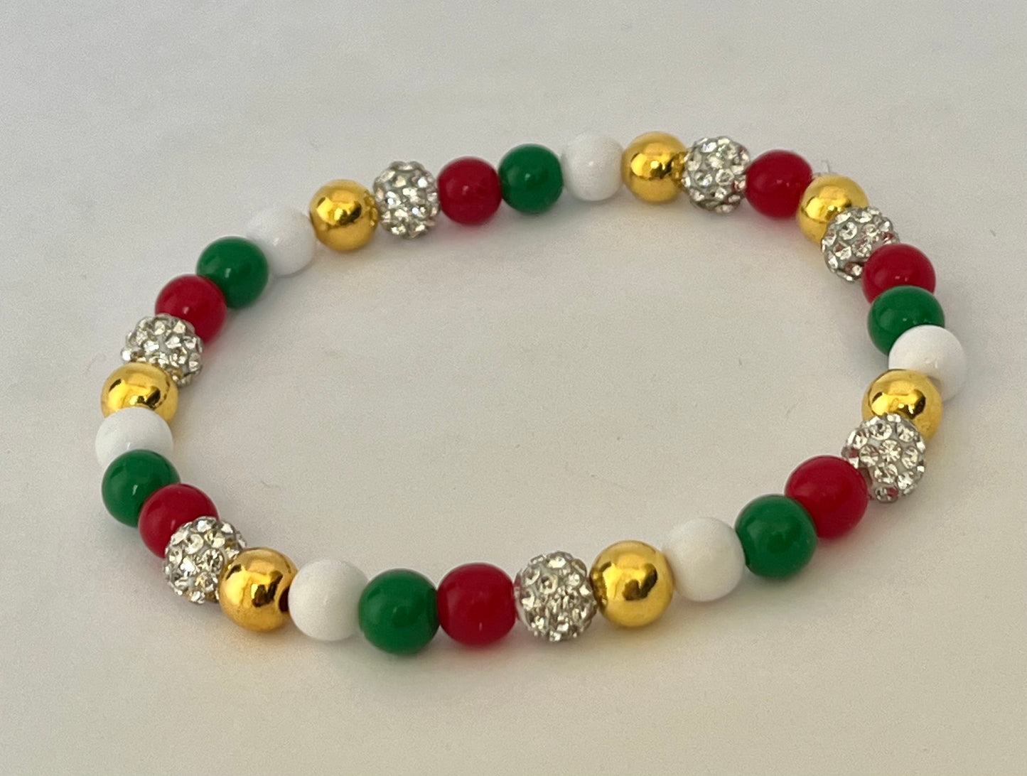 Christmas jeweled beaded bracelet multiple designs and colors