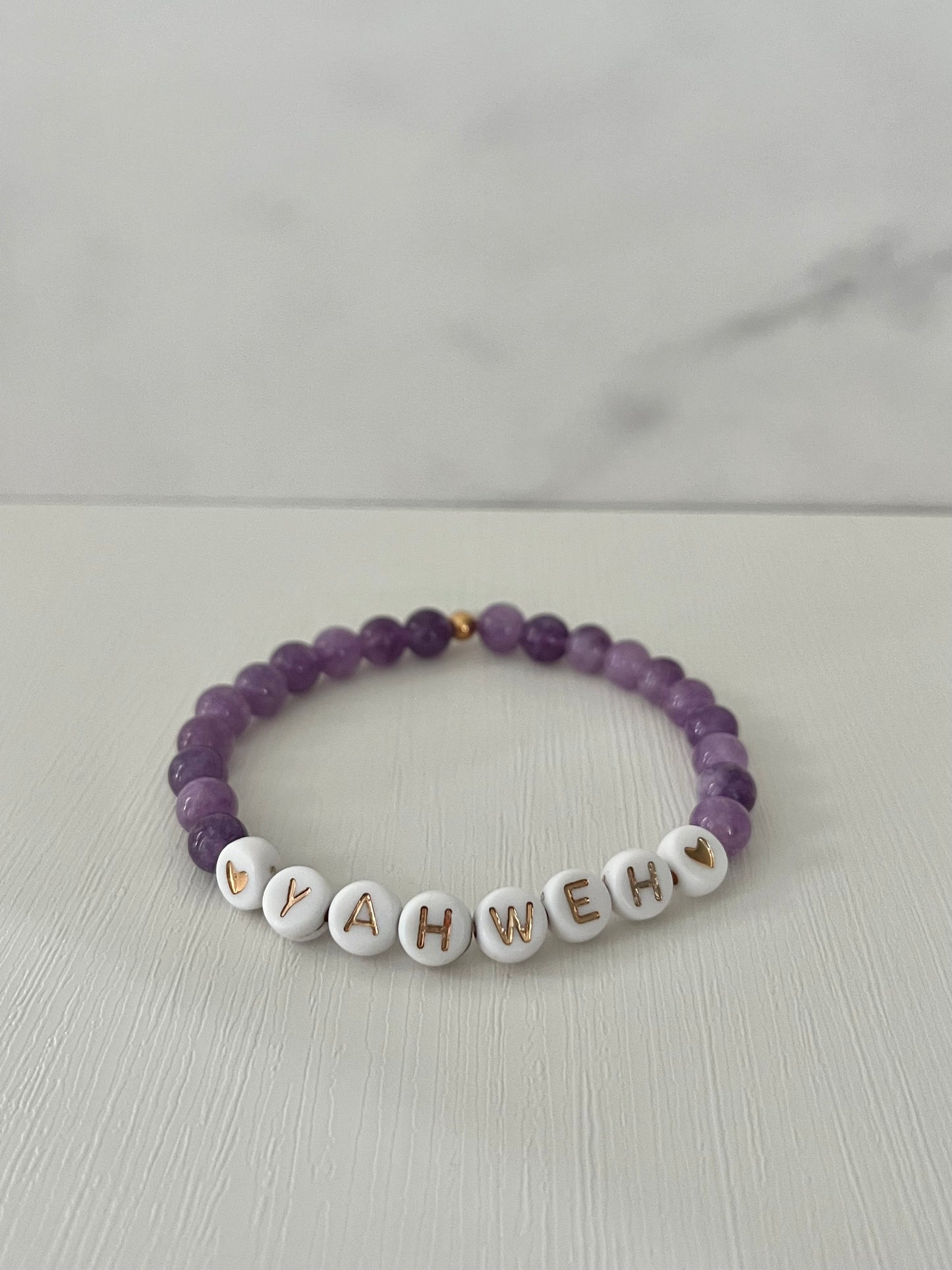 YAHWEH pink or purple multicolor marble stone bracelet