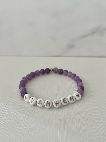 YAHWEH pink or purple multicolor marble stone bracelet