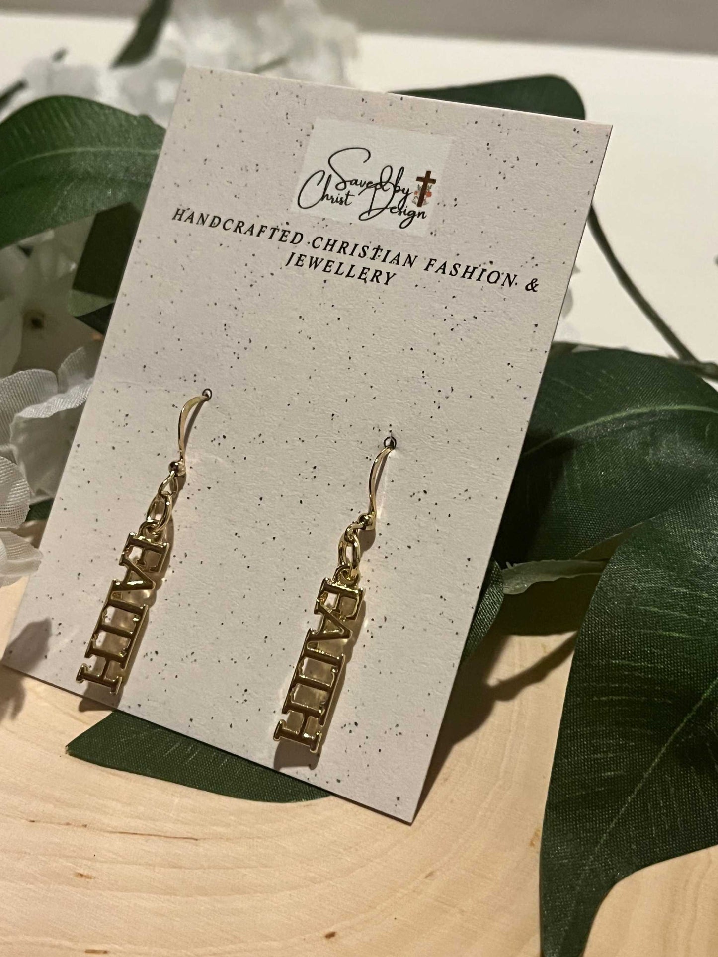 14K Gold Earrings with Faith Dangle Design – Christian Jewelry

