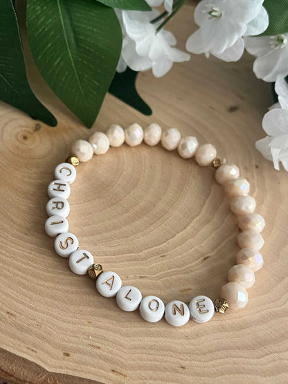 Peach or White Bead Bracelet – Handmade Christian Jewelry

