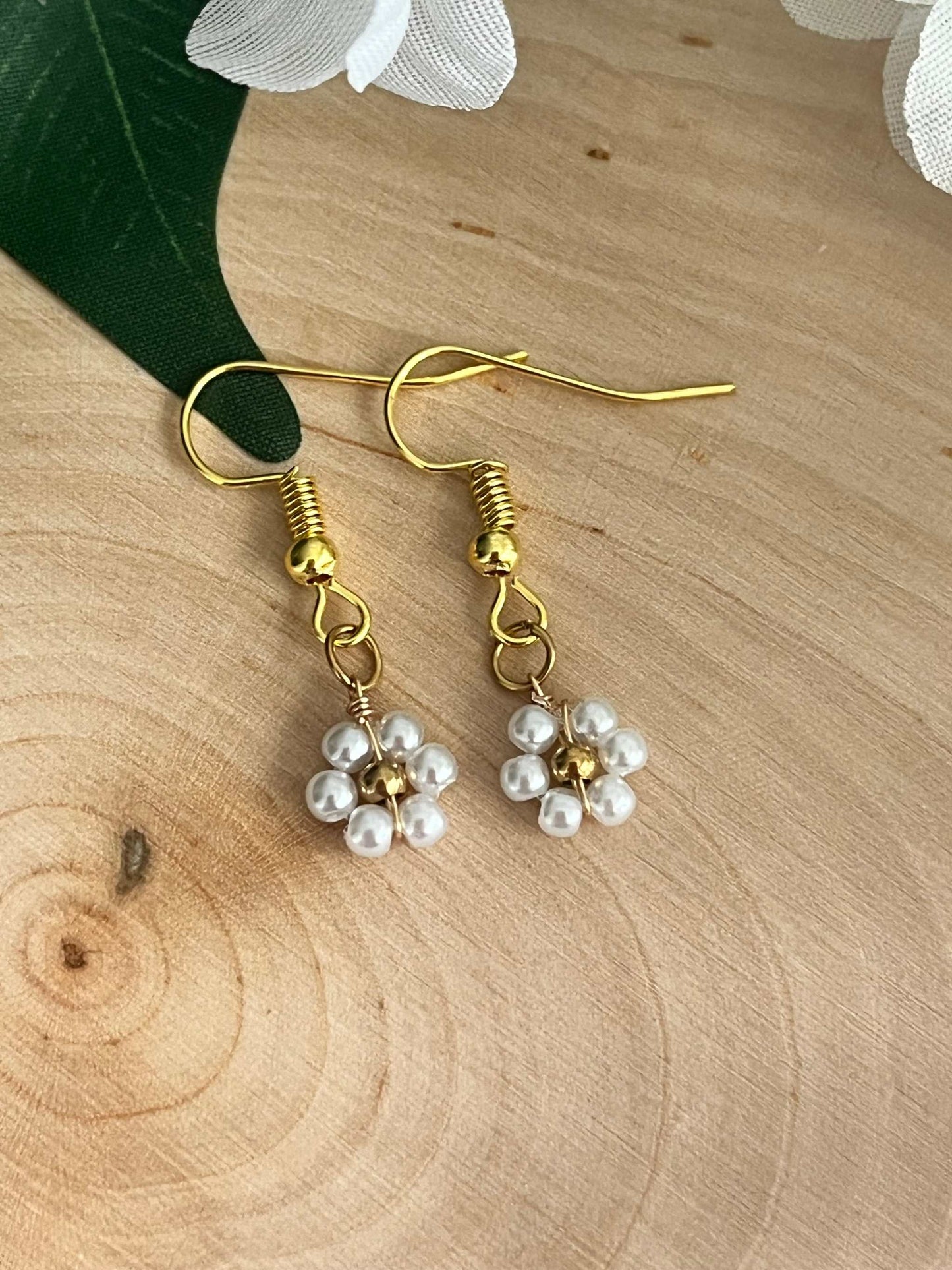 Gold Flower Earrings, faith-inspired floral jewelry with gold finish