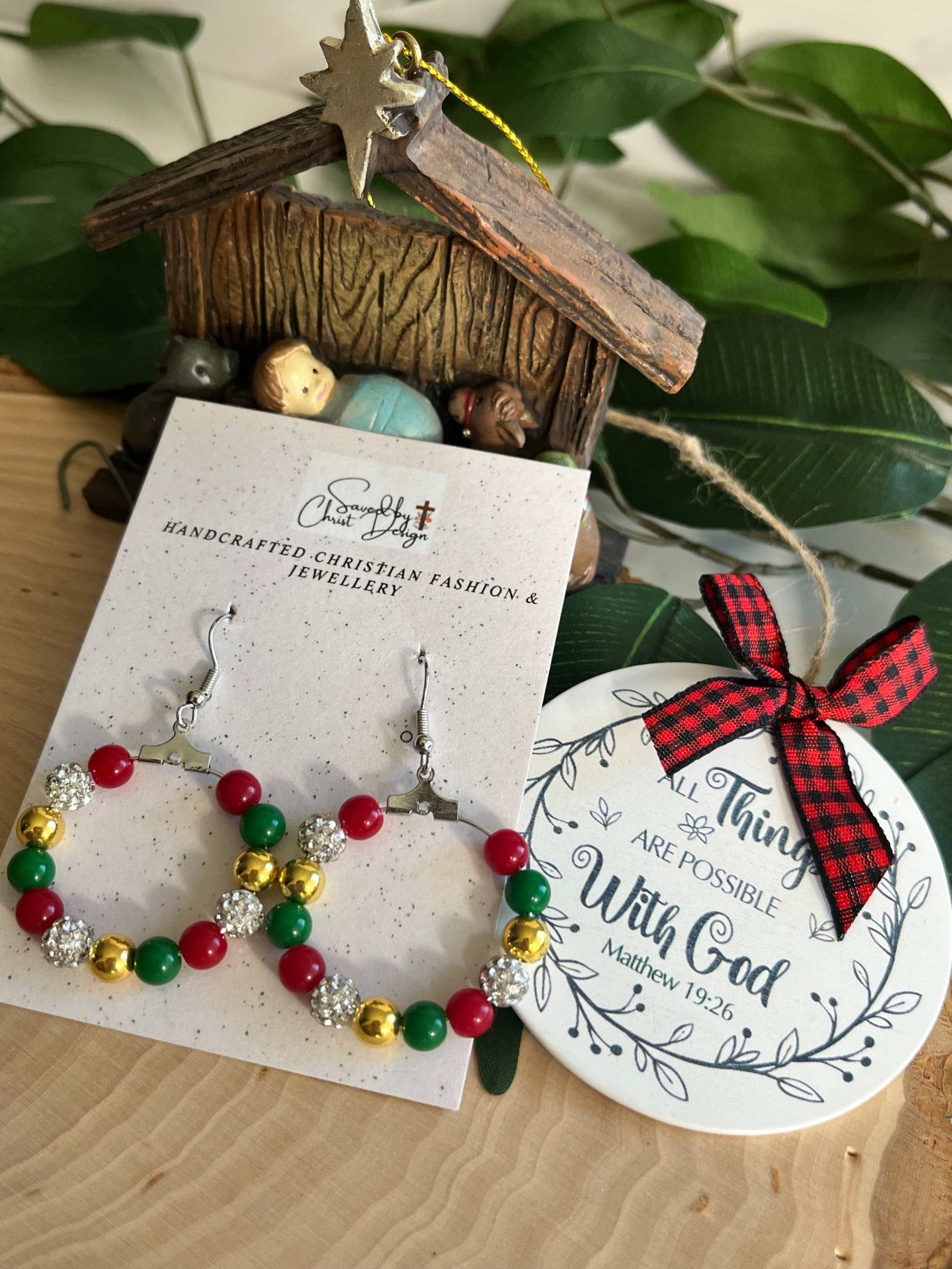 Christmas Hoop Earrings - Jesus Is The Reason Holiday Jewelry