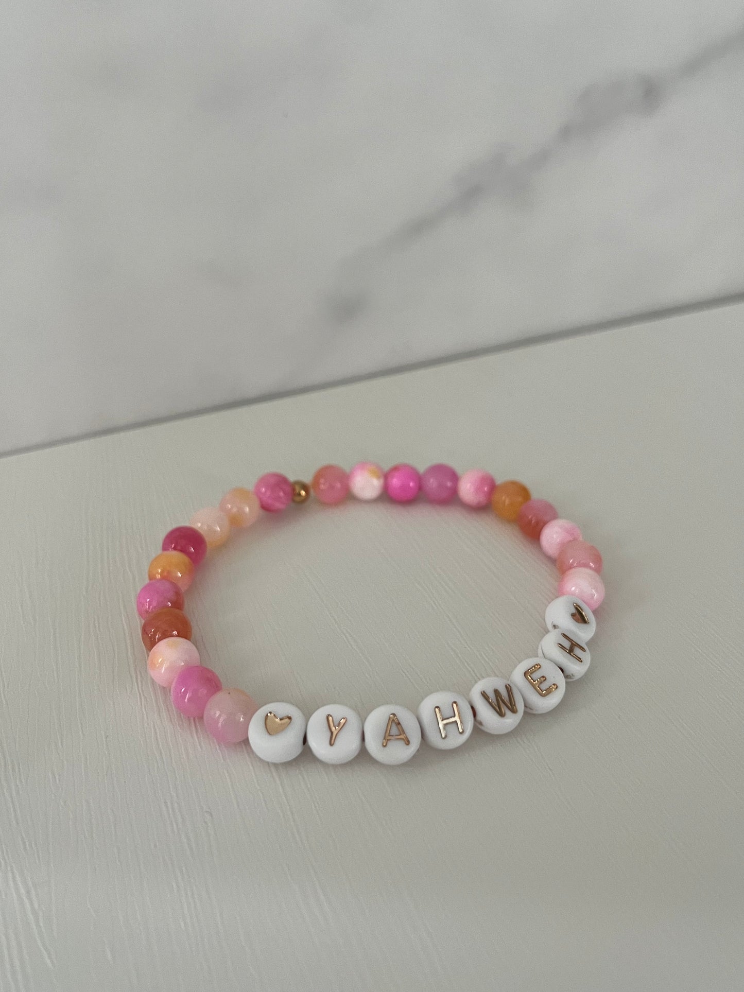 YAHWEH pink or purple multicolor marble stone bracelet