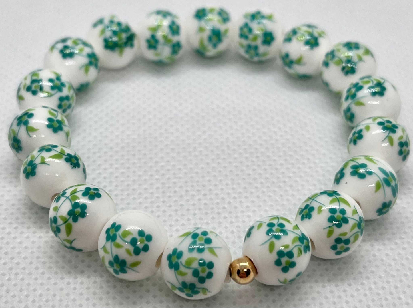 Bead Bracelet with Floral Ceramic Beads – Colorful Handmade Jewelry

