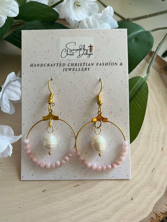 Faith Pearl Pink Earrings – Proverbs 31 inspired Christian jewelry.
