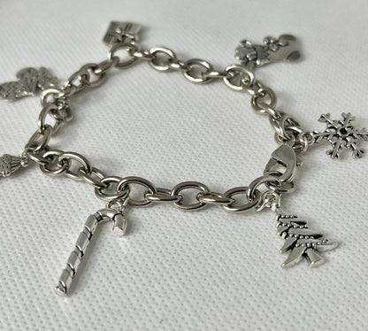 Silver Christmas charm bracelet