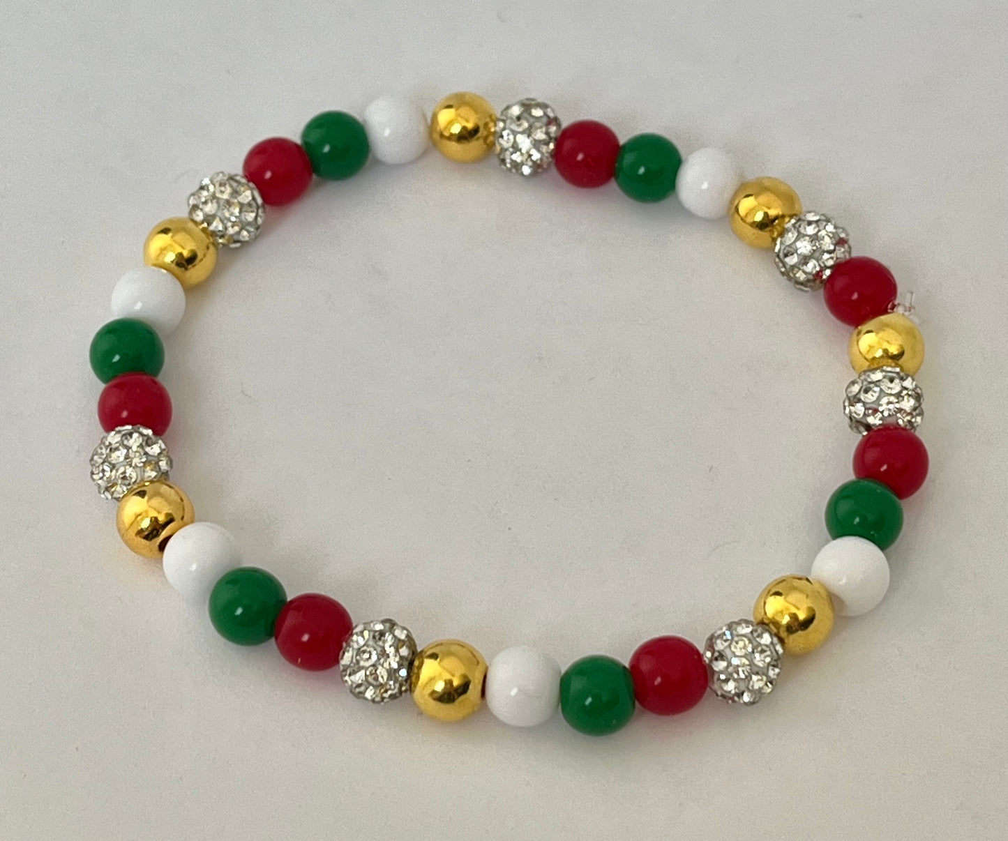 Christmas jeweled beaded bracelet multiple designs and colors