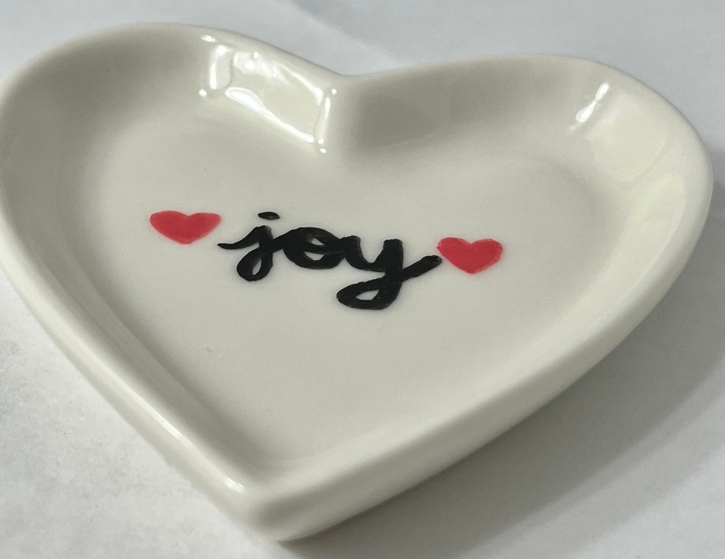 Joy hand painted acrylic jewelry trinket dish