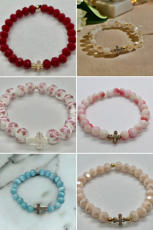 Cross beaded bracelets multiple designs and colors