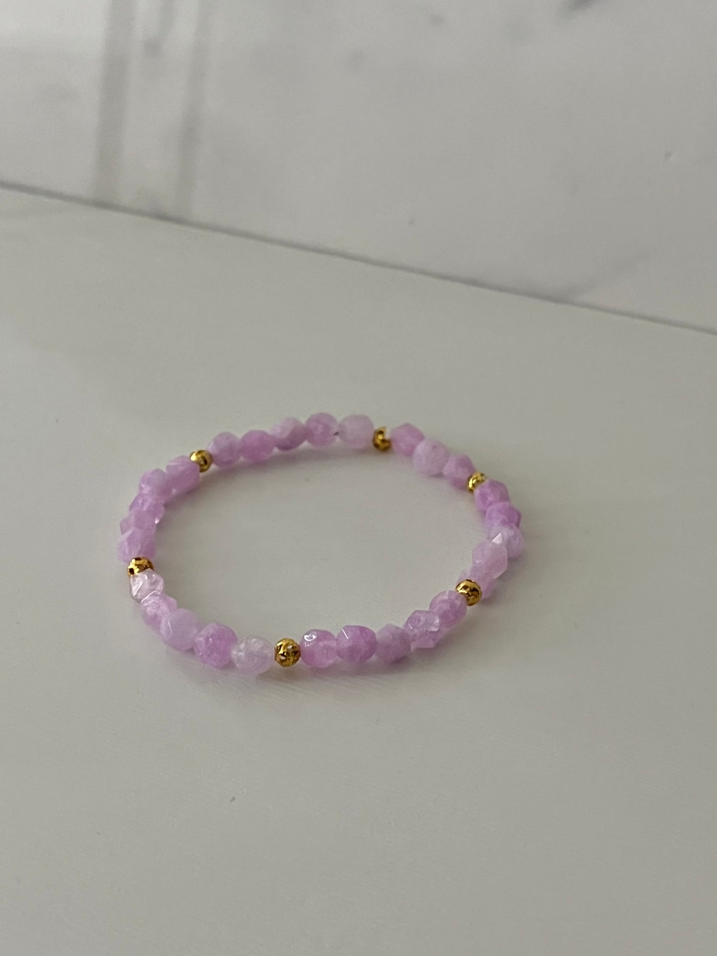 Lavender natural angelite stone beaded bracelet