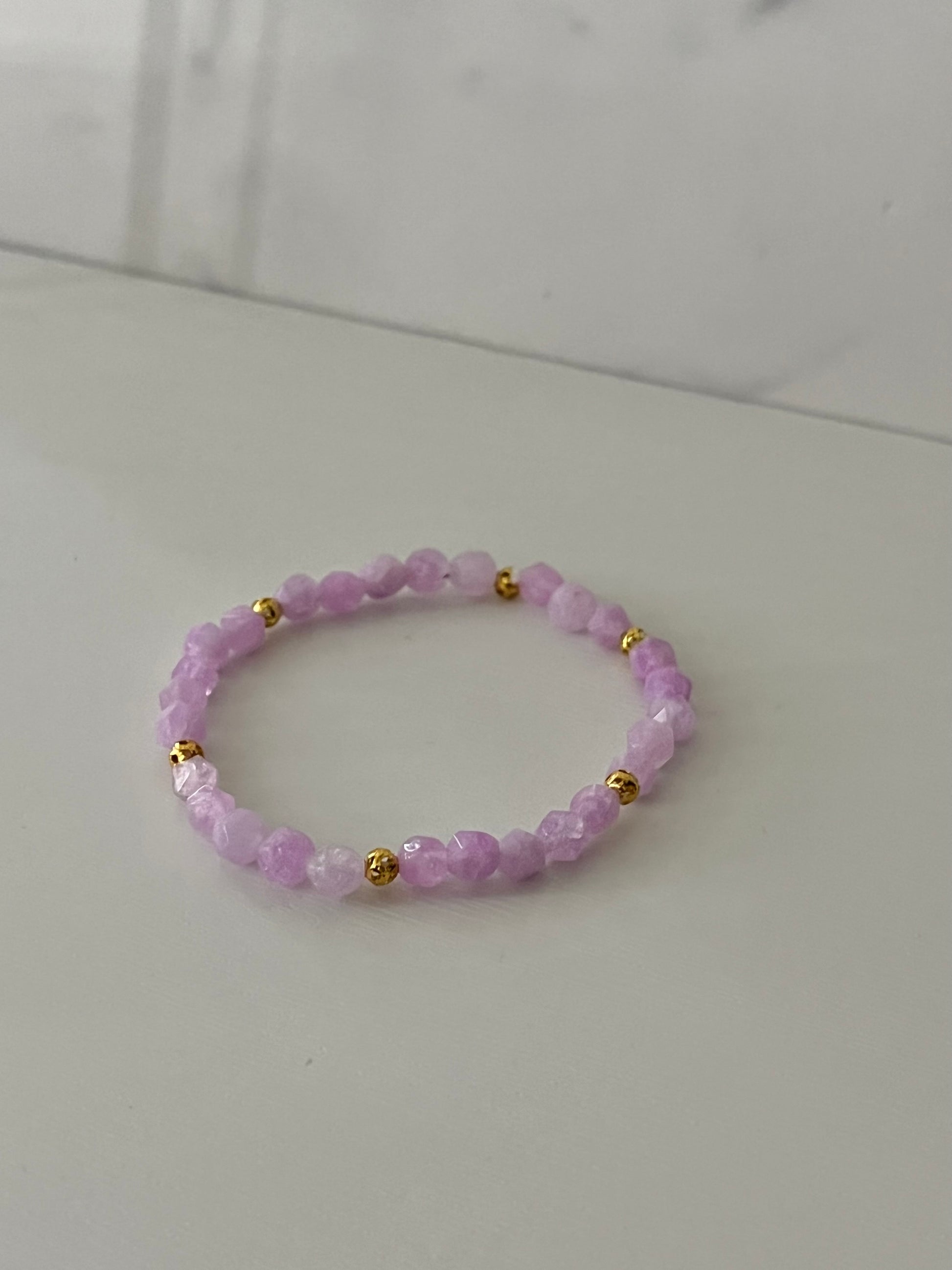 Lavender natural angelite stone beaded bracelet