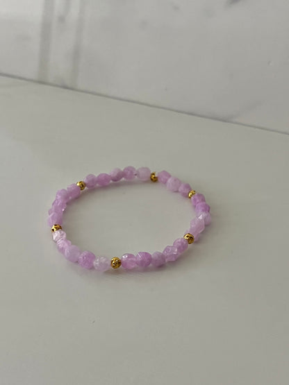 Lavender natural angelite stone beaded bracelet