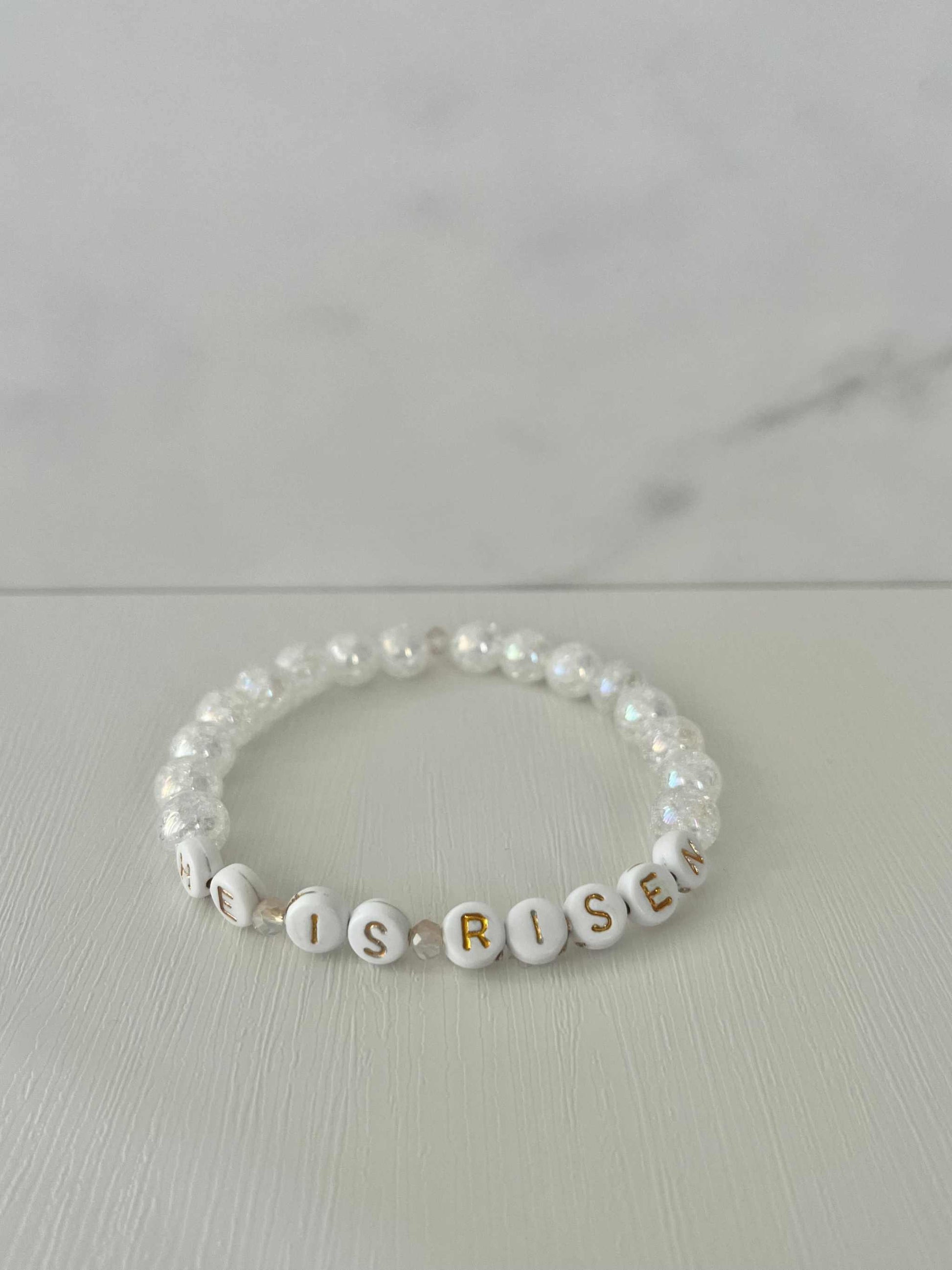 He Is Risen bead bracelet, Christian handmade jewelry.