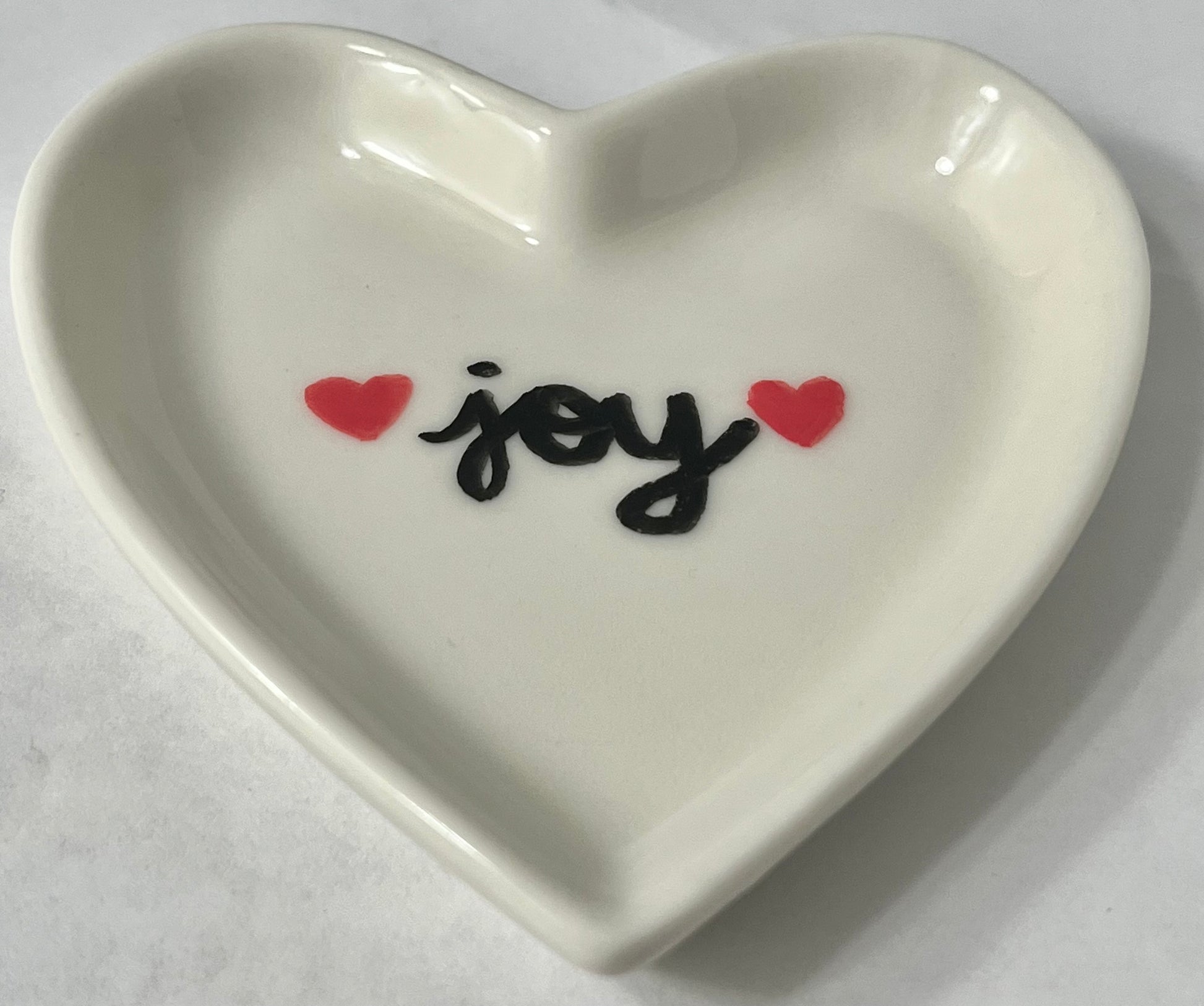 Joy hand painted acrylic jewelry trinket dish