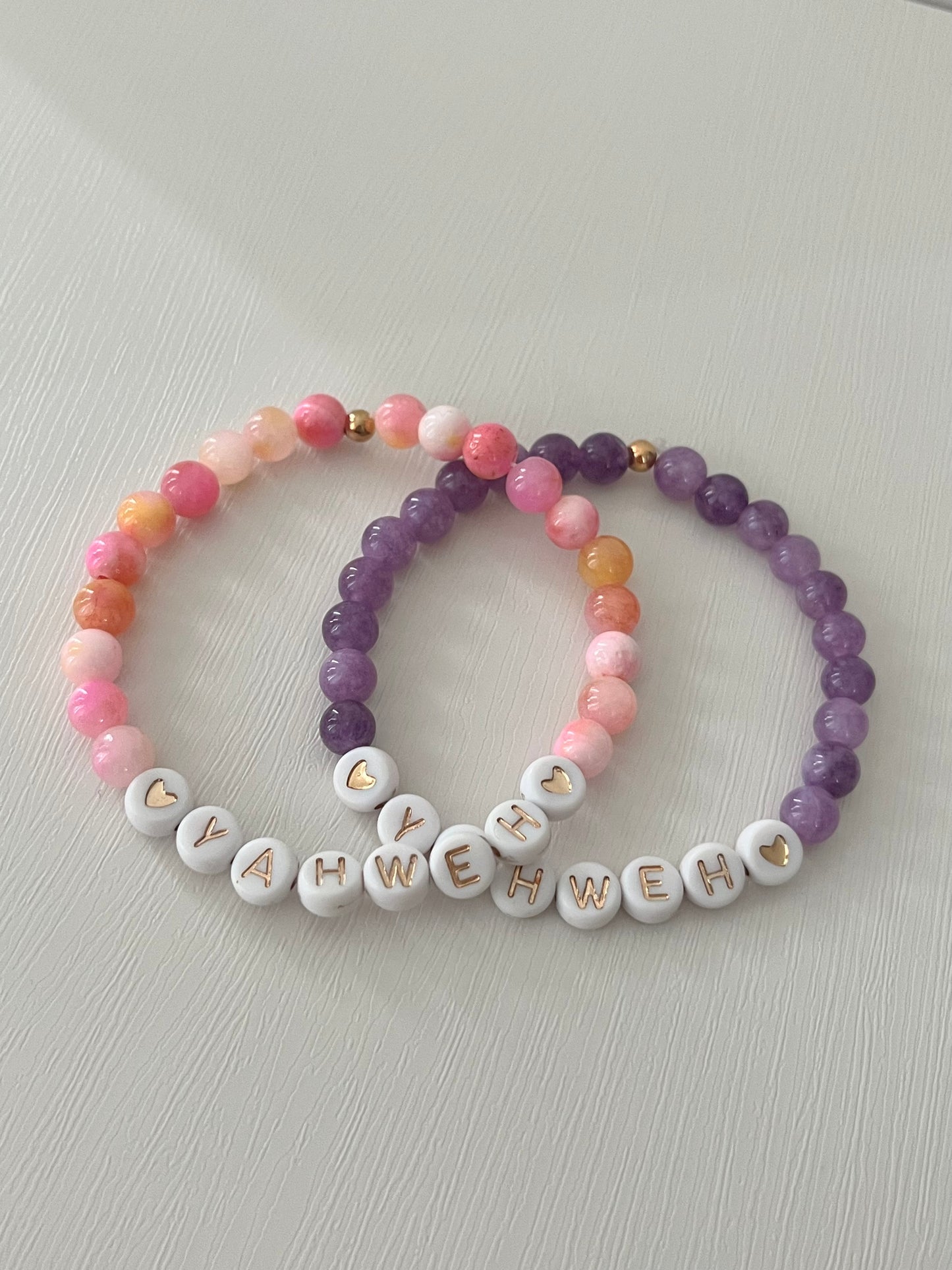 YAHWEH pink or purple multicolor marble stone bracelet