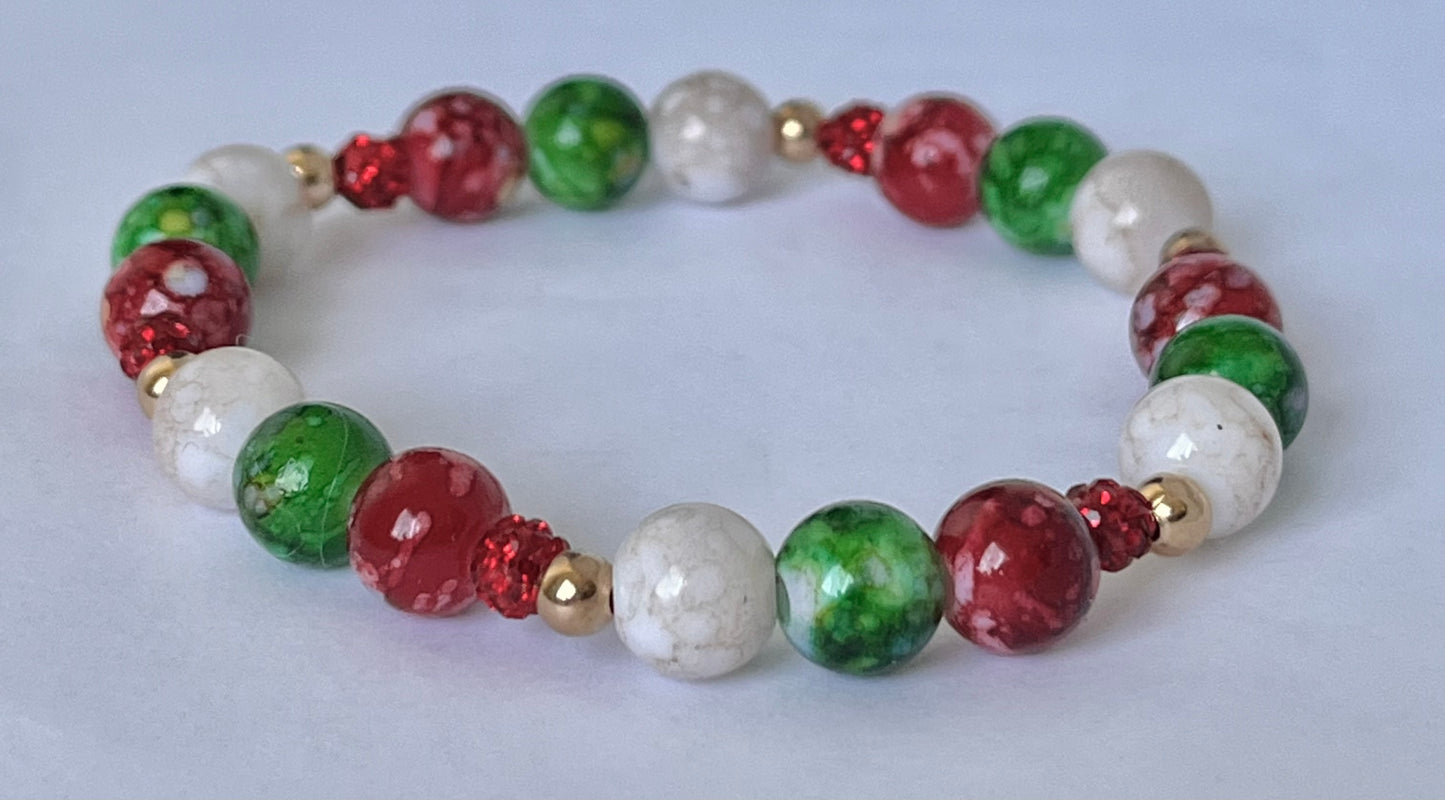 Christmas jeweled beaded bracelet multiple designs and colors