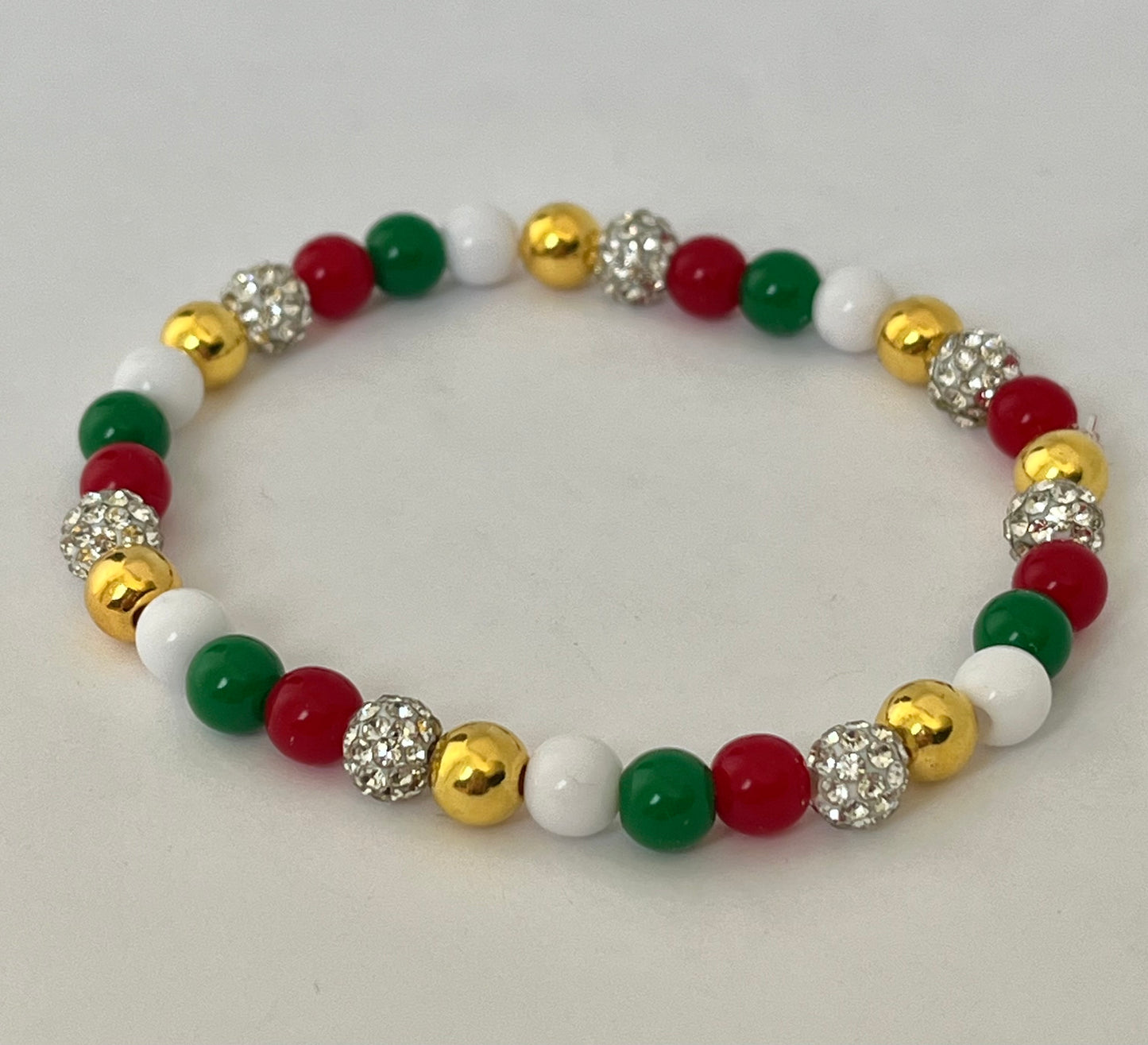 Christmas jeweled beaded bracelet multiple designs and colors