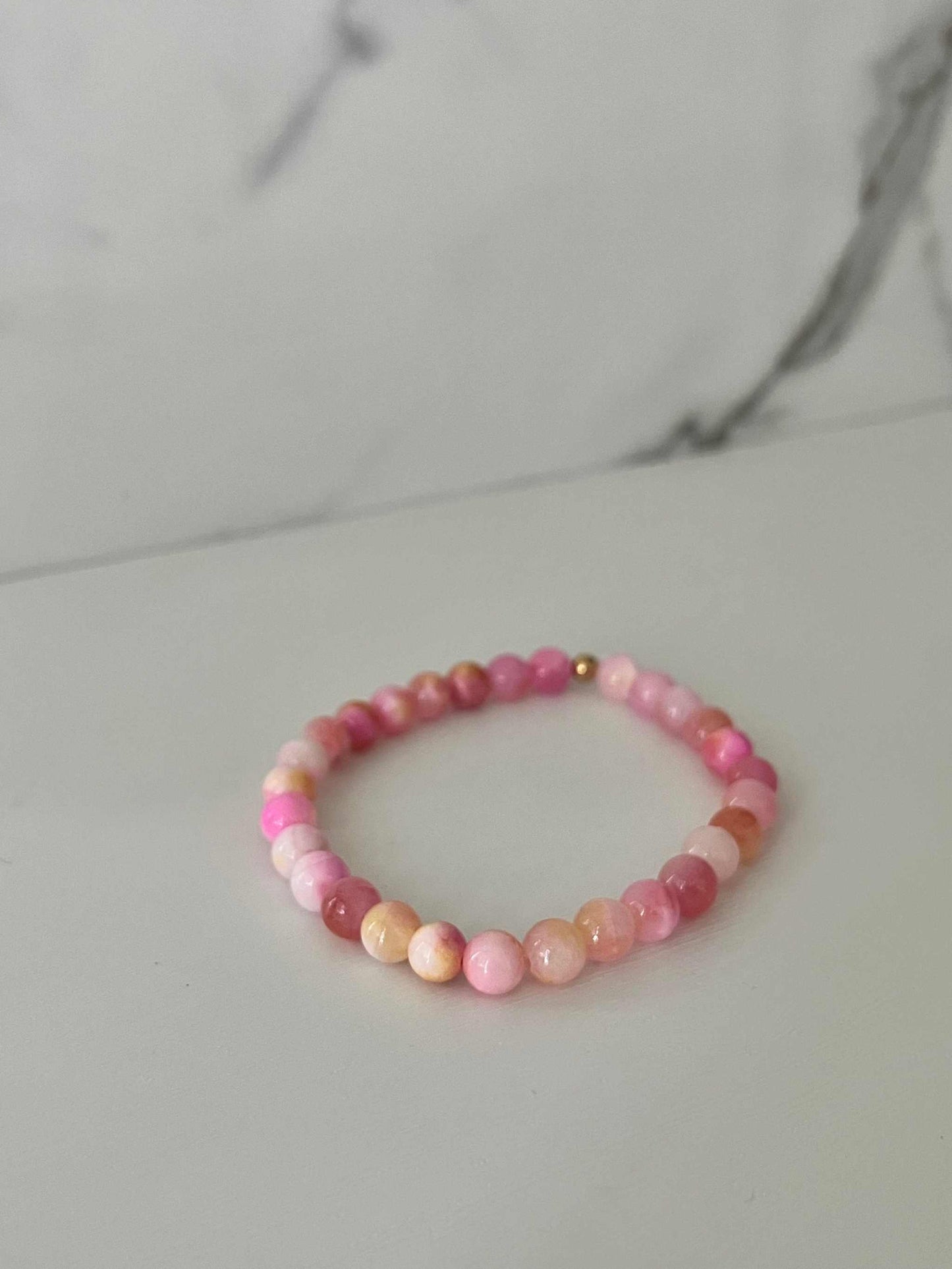 Pink Opal Stone Beaded Bracelet with natural gemstone beads, elegant jewelry